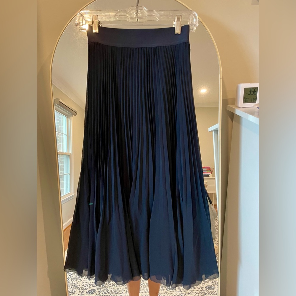 Elegant Aritzia Navy Blue Twirl Pleated Skirt